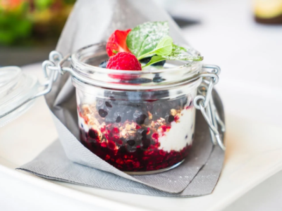 Home made desserts in jars